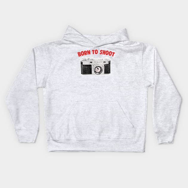 Born To Shoot / Camera Geek Gift Design Kids Hoodie by DankFutura